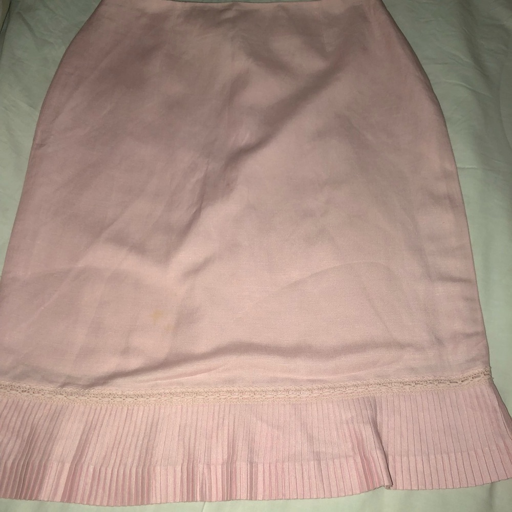 Perfect Pleated Pink Linen Skirt by David N Sz 4